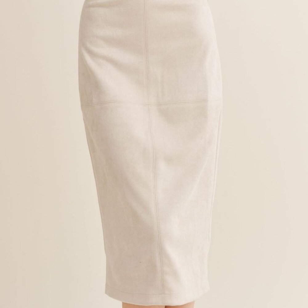 Women's Suede Midi Skirt | Sage The Label | Bone
